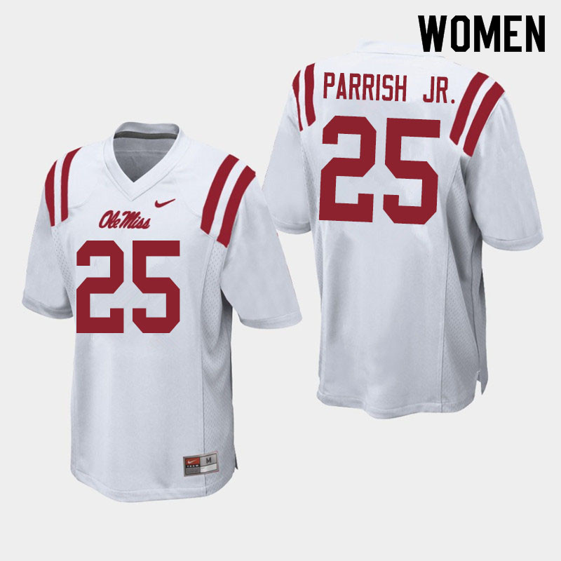 Henry Parrish Jr. Ole Miss Rebels NCAA Women's White #25 Stitched Limited College Football Jersey NWM5558WO